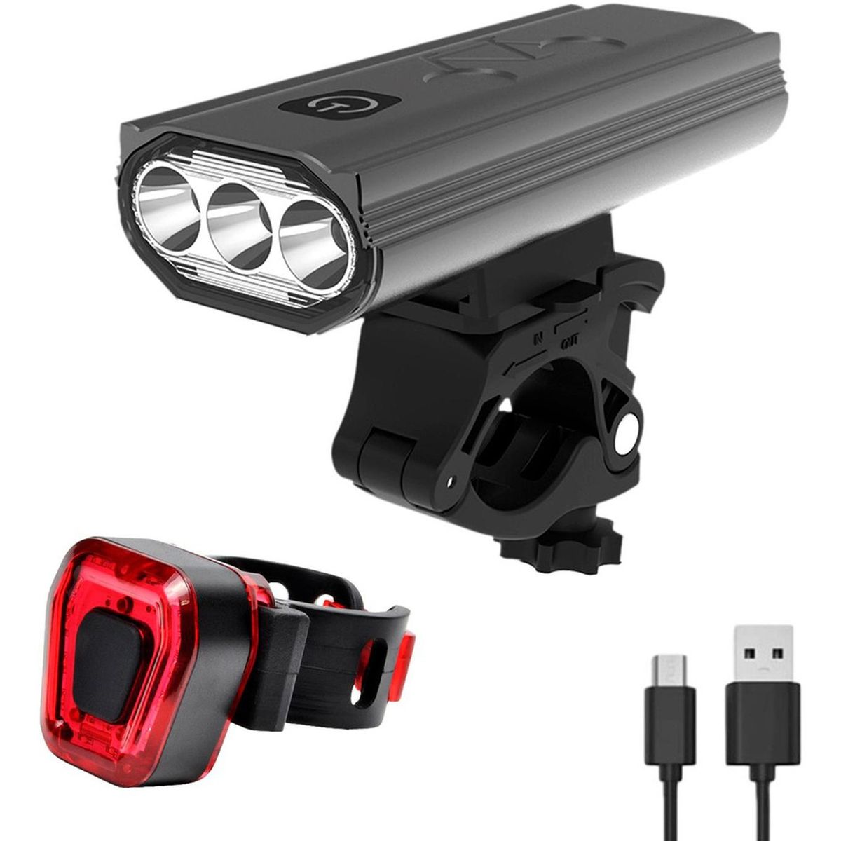 MAXWELL - Luz Linterna Bicicleta Set Delantera Trasera Usb Impermeable