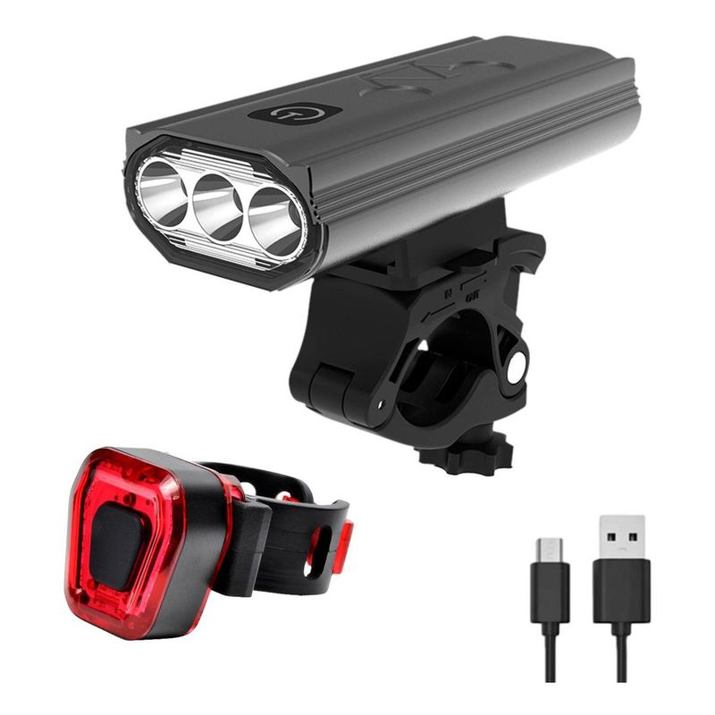 MAXWELL - Luz Linterna Bicicleta Set Delantera Trasera Usb Impermeable-