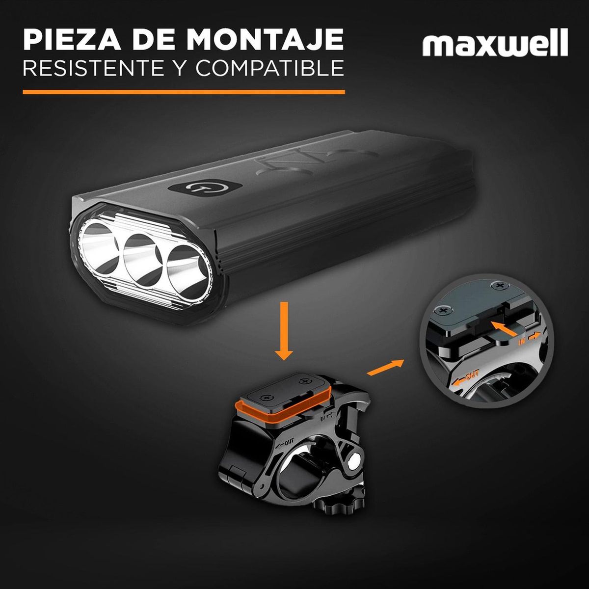 MAXWELL - Luz Linterna Bicicleta Set Delantera Trasera Usb Impermeable