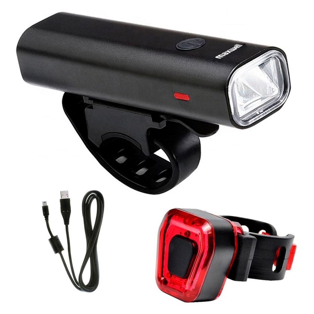 MAXWELL - Luz Bicicleta Set Delantera Trasera Usb Maxwell Impermeable-
