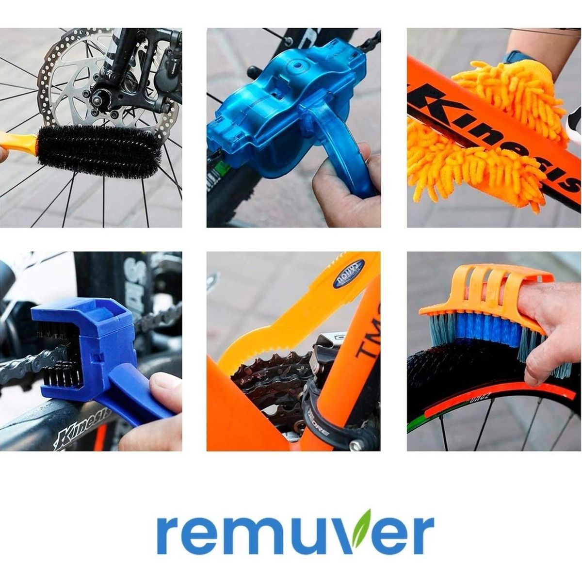 REMUVER - Limpieza Bicicleta Kit 9 Piezas Cepillo Polvo +limpia Cadena-