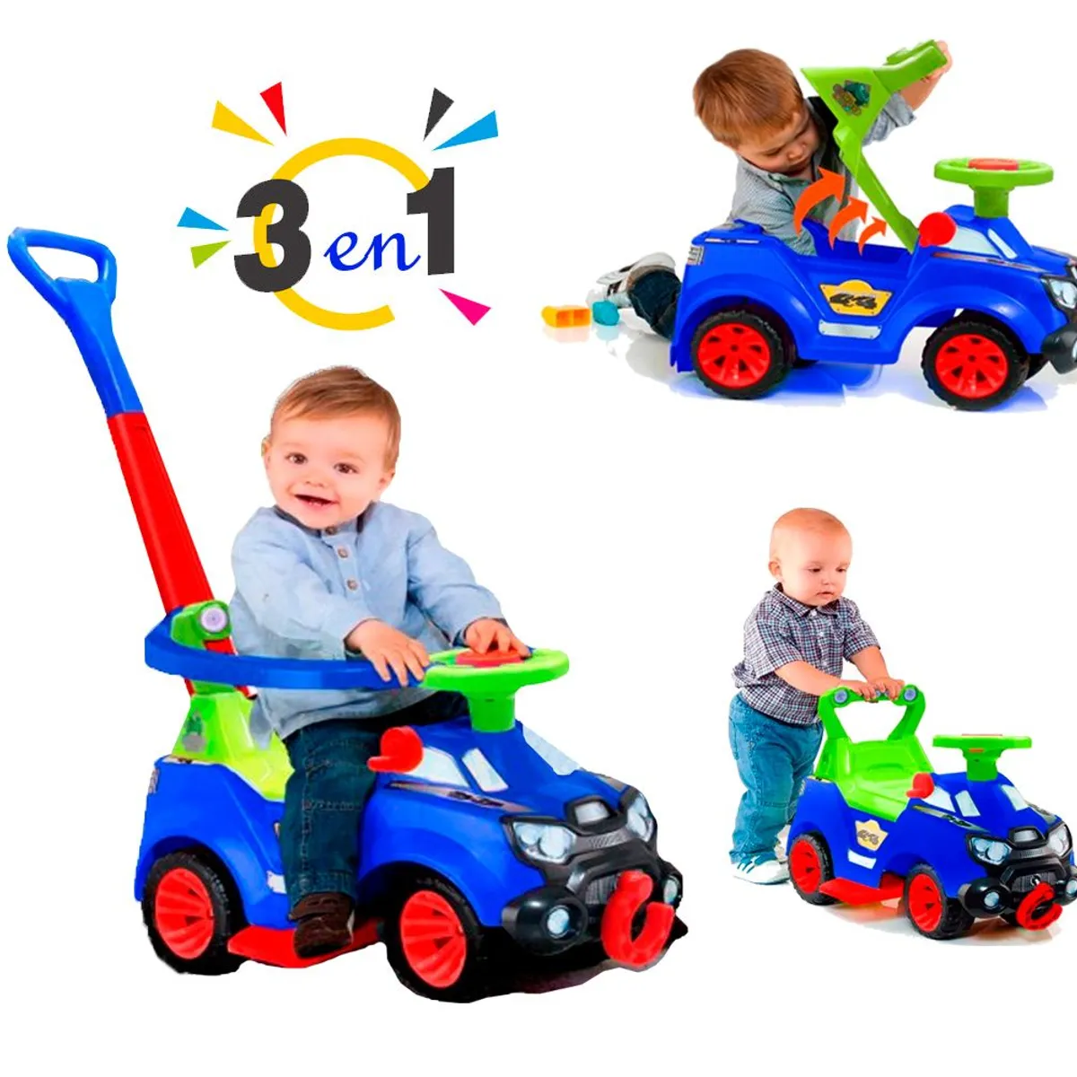 BOY TOYS - Carro Paseador Montable 3 En 1 Niños Bebe