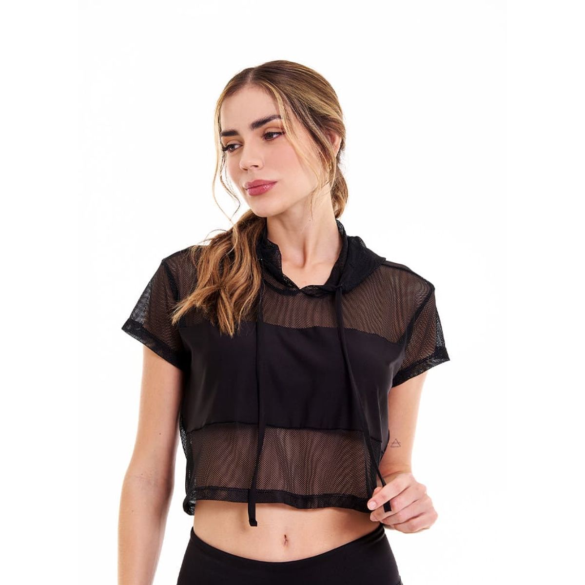 BELIFE - Camiseta Deportiva Negra En Malla Para Mujer Belife-.