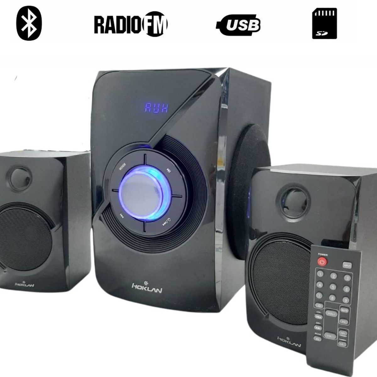 HOKLAN - Teatro En Casa 2.1 Bluetooth Hoklan Radio Fm Usb Puerto Sd