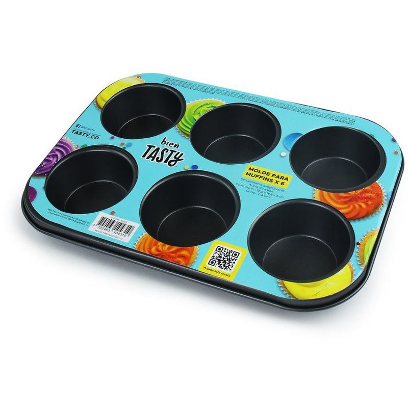 TASTY - Molde para muffins x 6 cavidades tasry 109580 gris