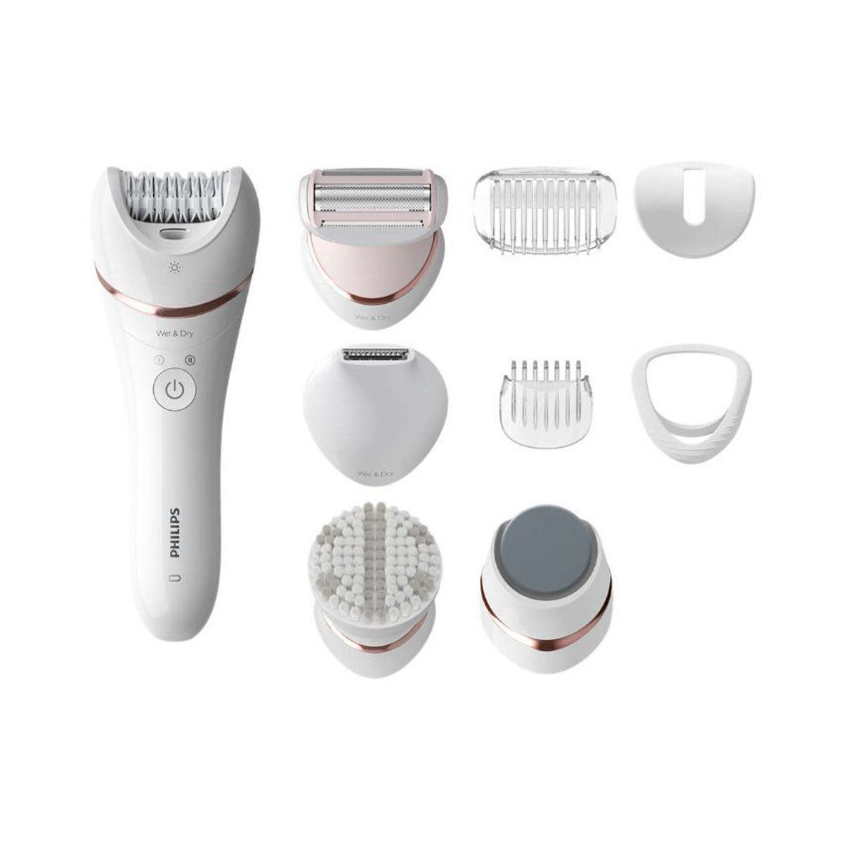 PHILIPS - Depiladora seco y húmedo serie  8000 9 accesorios philips bre740/10
