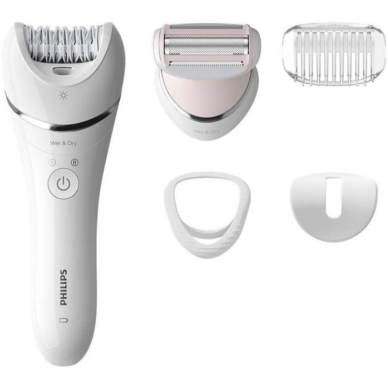 PHILIPS - Depiladora en húmedo y seco con 5 accesorios philips bre710/00 blanco
