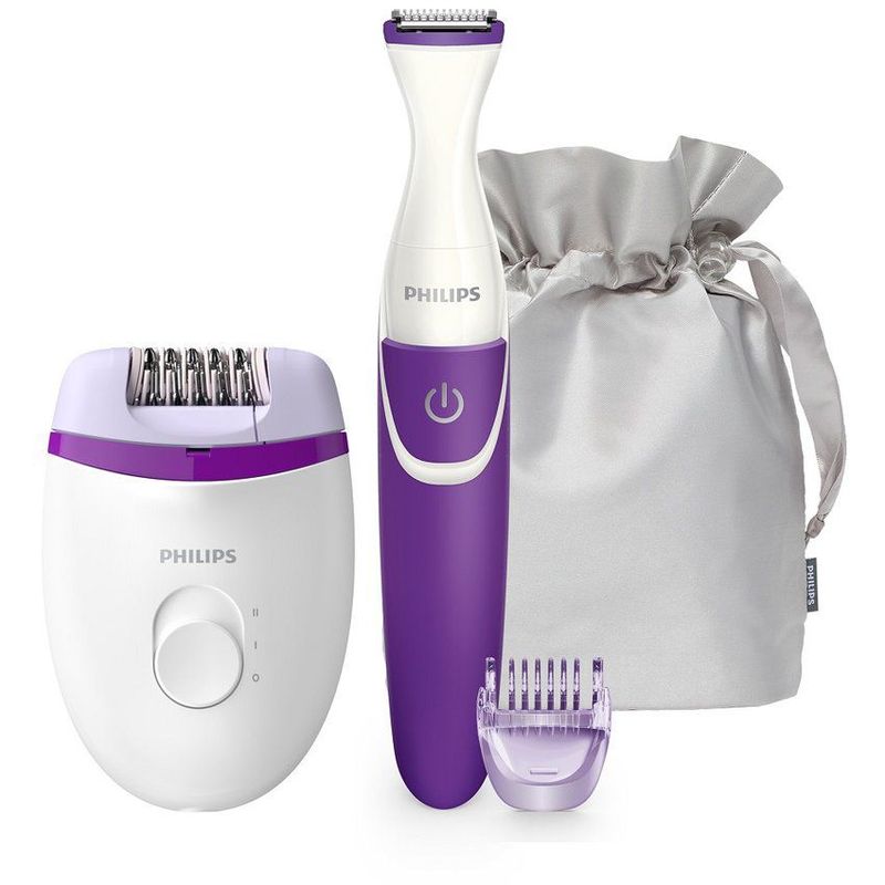 PHILIPS - Combo depiladora compacta  recortador de bikini philips brp505 morado