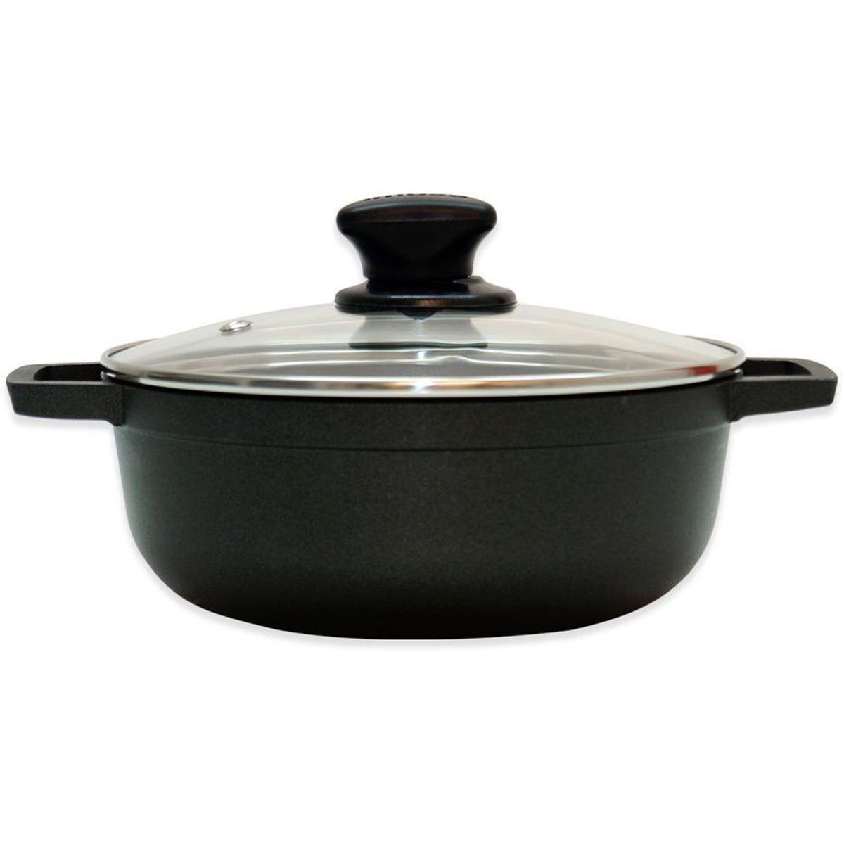 IMUSA - Caldero imusa 20 cm aluminio fundido antiadherente con tapa de vidrio