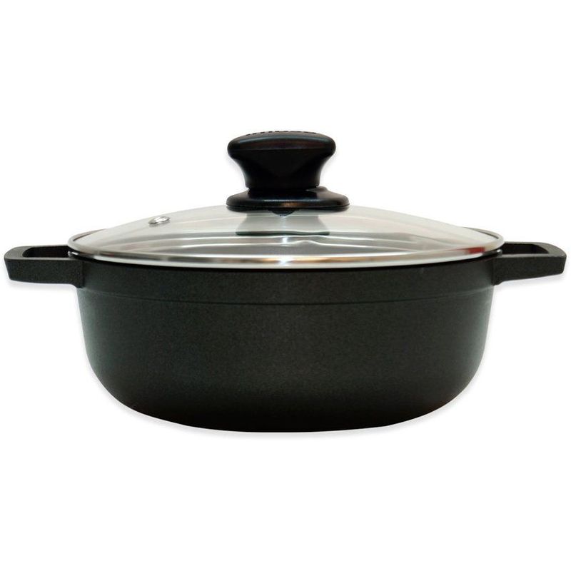 IMUSA - Caldero imusa 20 cm aluminio fundido antiadherente con tapa de vidrio