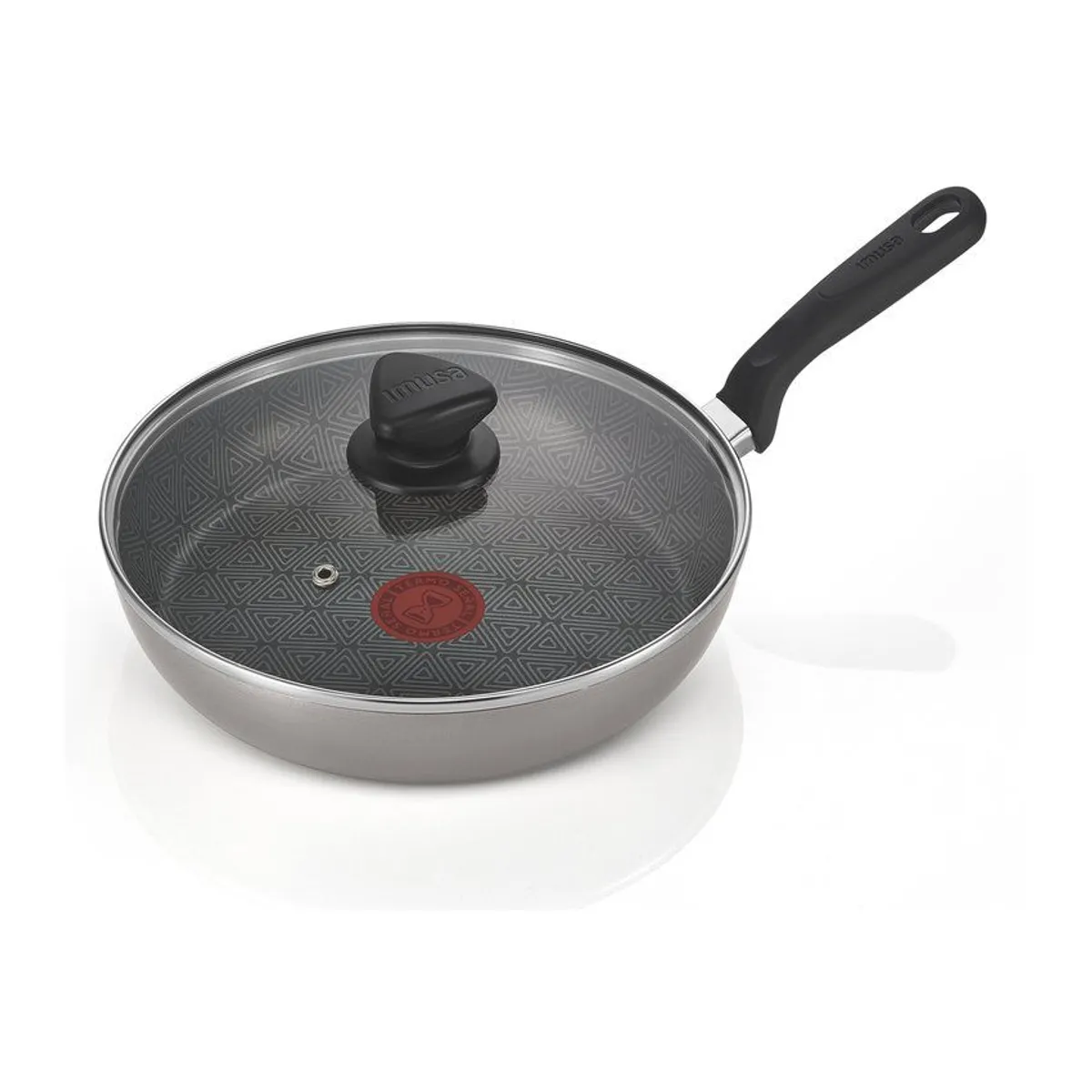 IMUSA - Sartén alto imusa antiadherente con tapa vidrio 24 cm talent