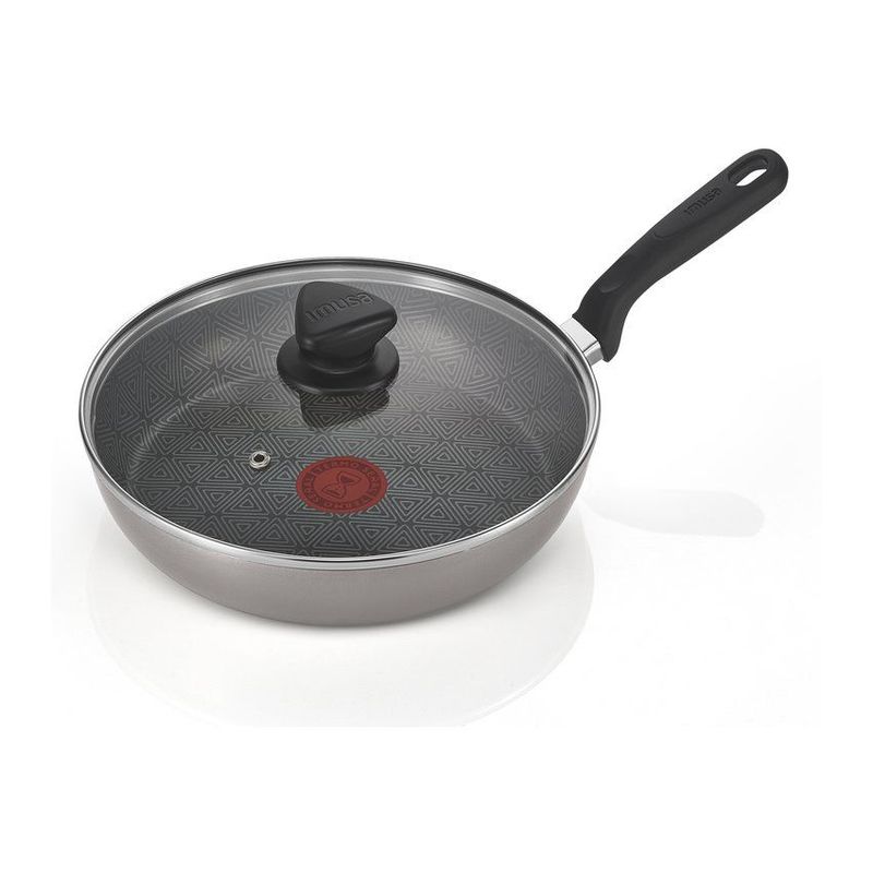 IMUSA - Sartén alto imusa antiadherente con tapa de vidrio 26 cm talent