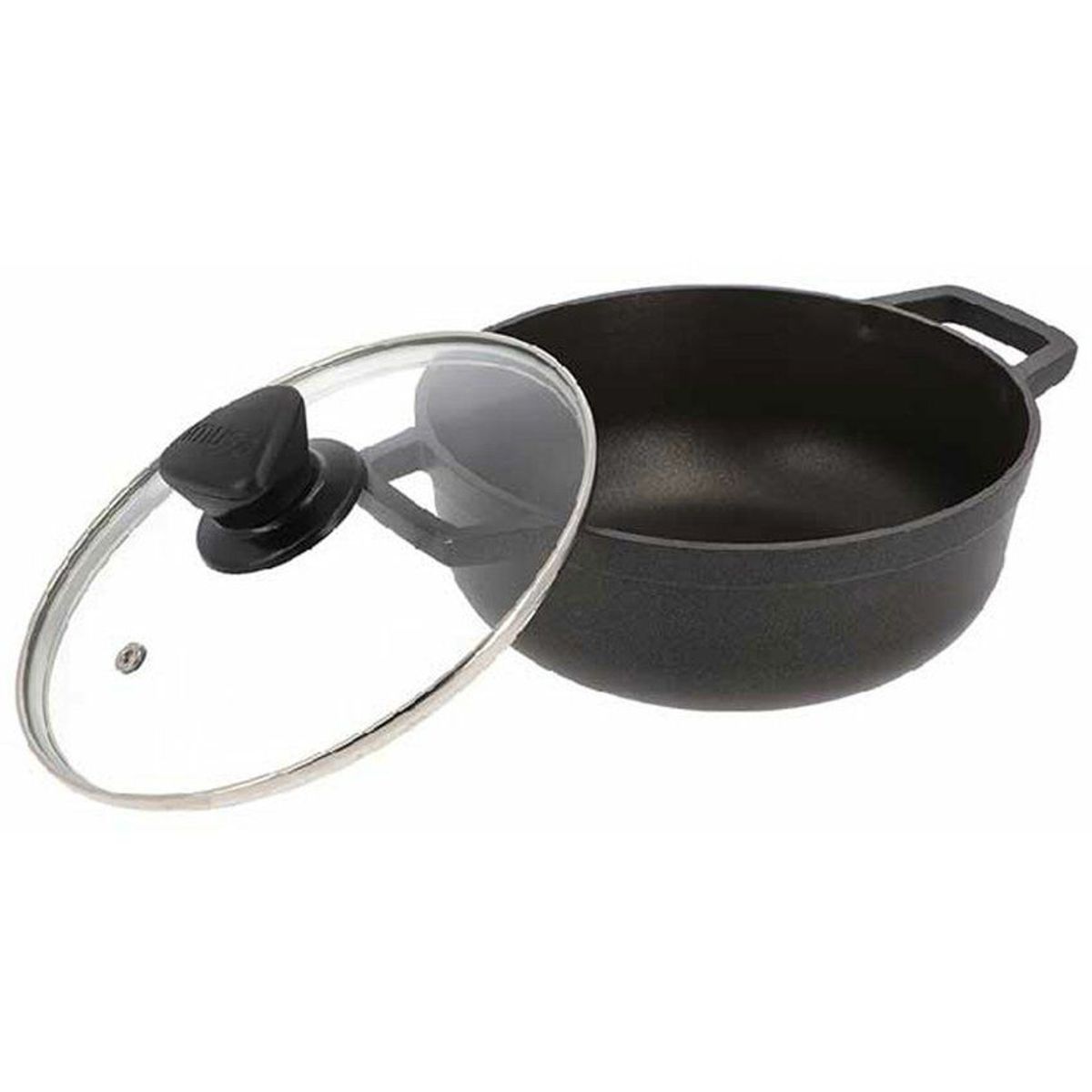 IMUSA - Caldero imusa 18 cm aluminio fundido antiadherente con tapa de vidrio