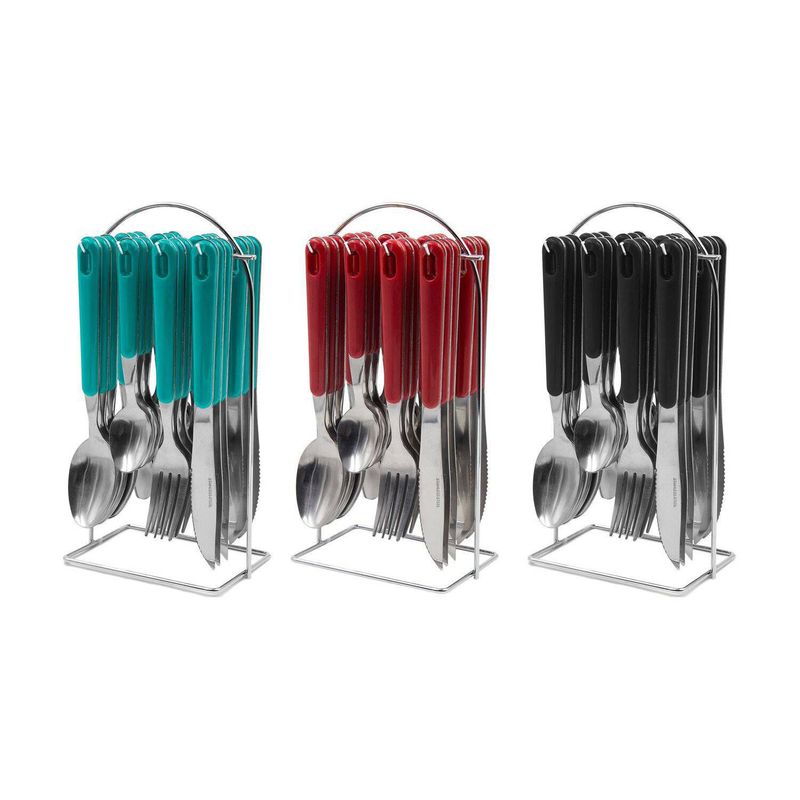 HOME ELEMENTS - Juego De Cubiertos Acero 24 PZ c/Soporte Home Eelements