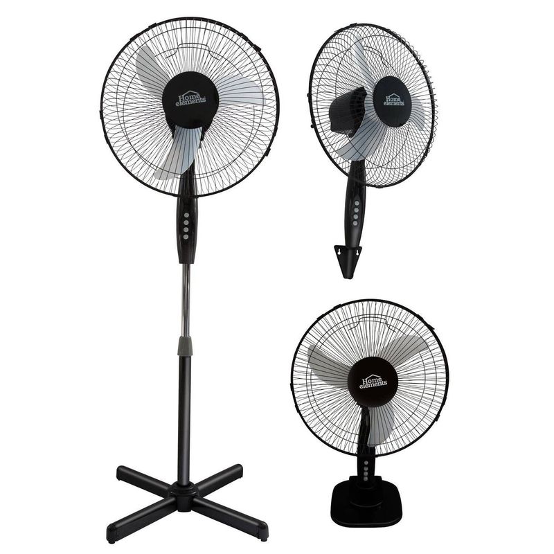 HOME ELEMENTS - Ventilador Pedestal Negro 16" 3 en 1 Home Elements