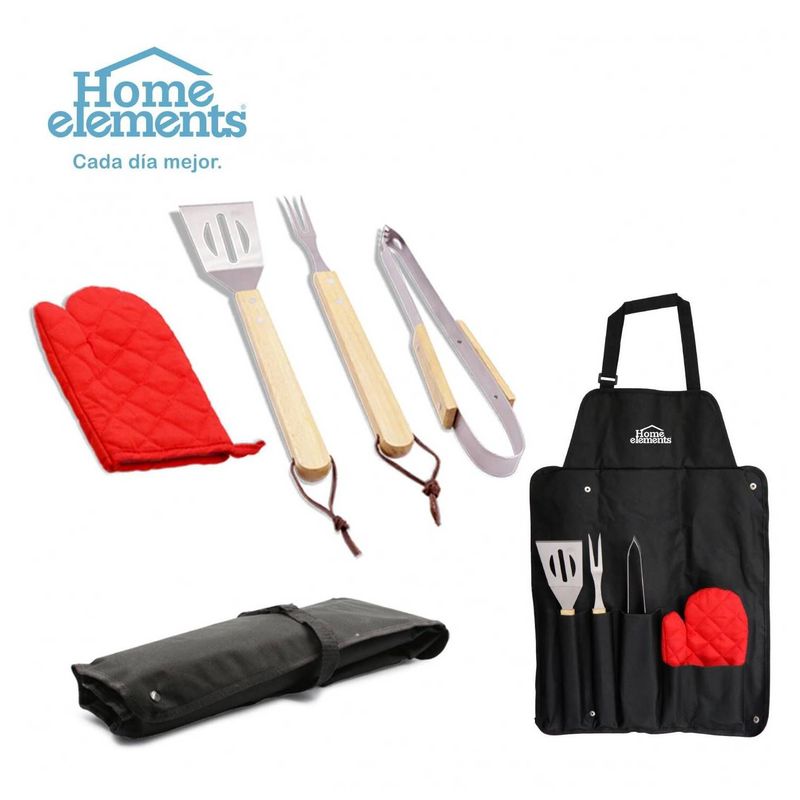 HOME ELEMENTS - Set x 5 Piezas Para Asador BBQ Home Elements