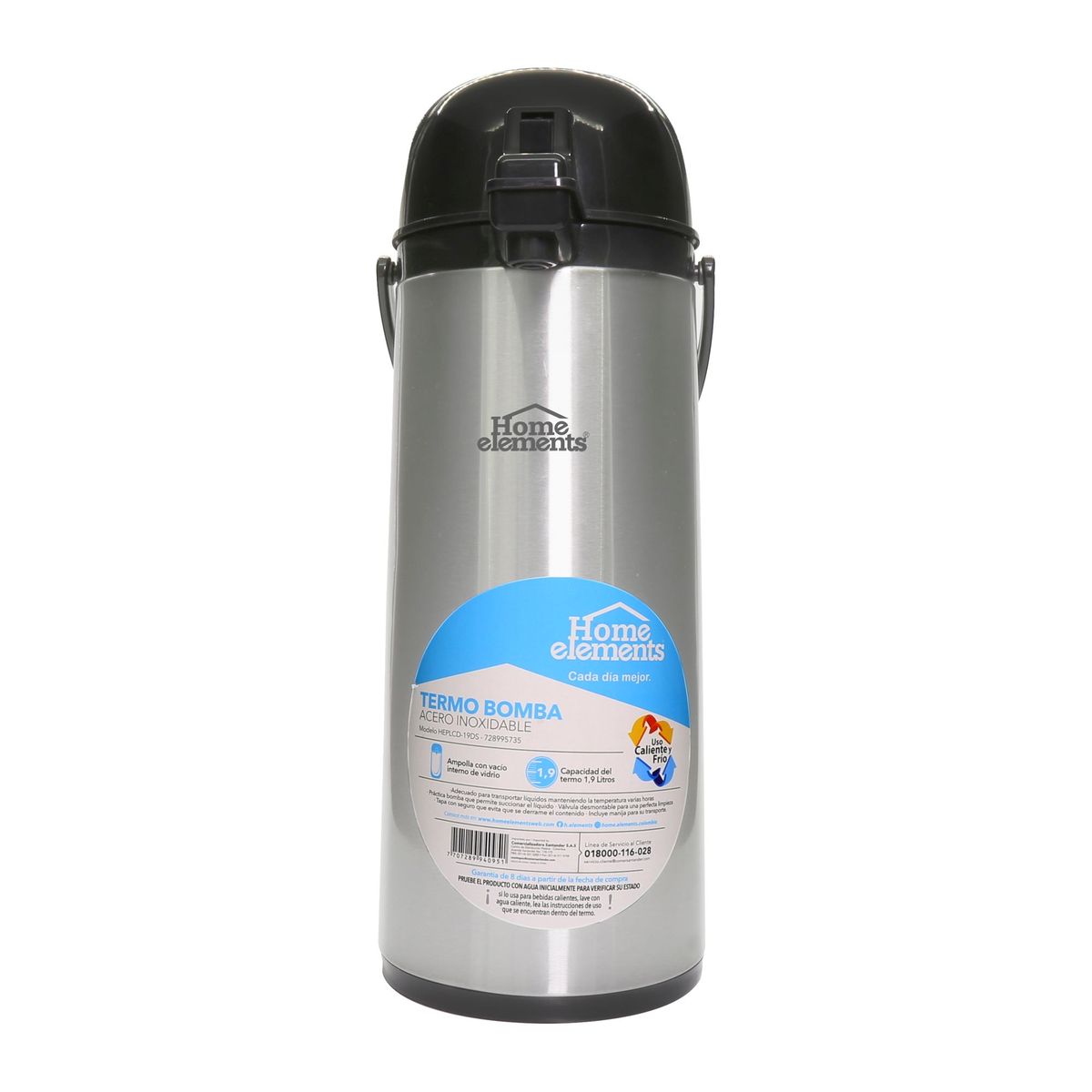 HOME ELEMENTS - Termo Bomba 1,9 Lt Acero Inox Home Elements