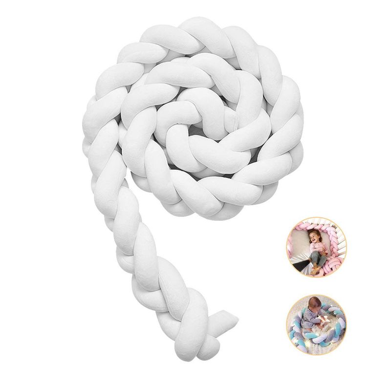BANZAY - Cojin Protector para Cuna Trenza 2 metros - Blanco