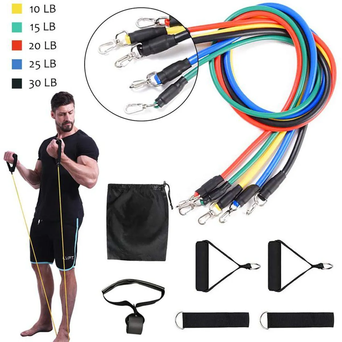 ZHOPI CO - Bascula Digital Bluetooth Mas Bandas Elasticas Tubulares 11 Piezas