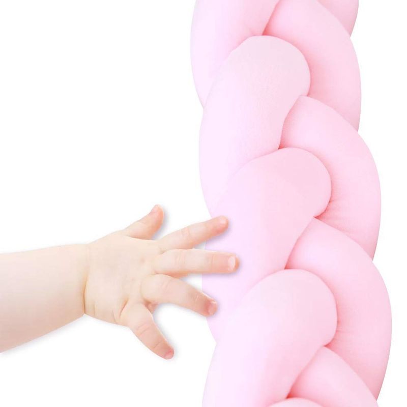BANZAY - Cojin Protector para Cuna Trenza 2 metros - Rosado