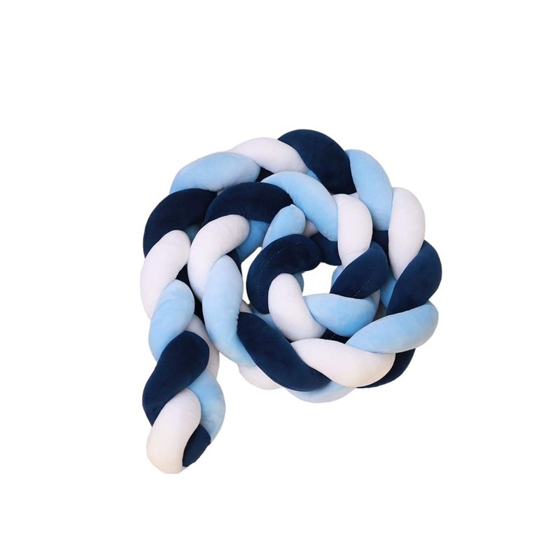 BANZAY - Cojin Protector para Cuna Trenza 3 metros - Azules