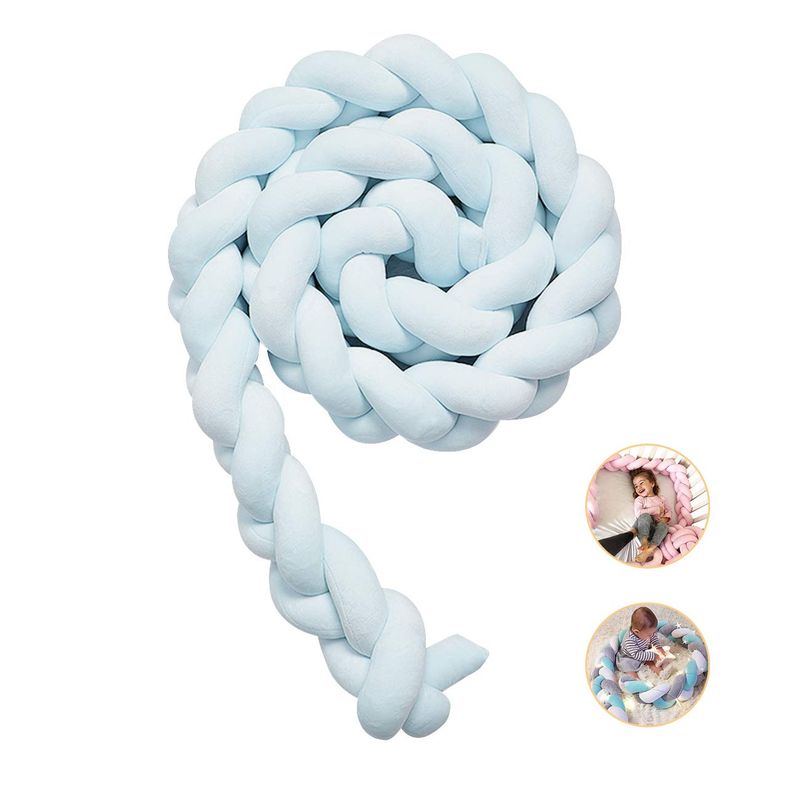 BANZAY - Cojin Protector para Cuna Trenza 3 metros - Azul claro