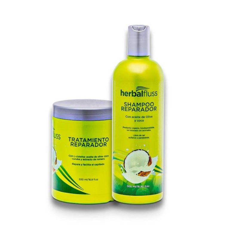 HERBALFLUSS - Shampoo reparador 500ml  tratamiento reparador 500ml herbalfluss
