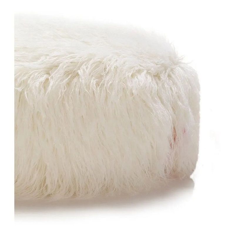 BANZAY - Cojín Puff Descansapies Reposapies en Peluche  - Blanco