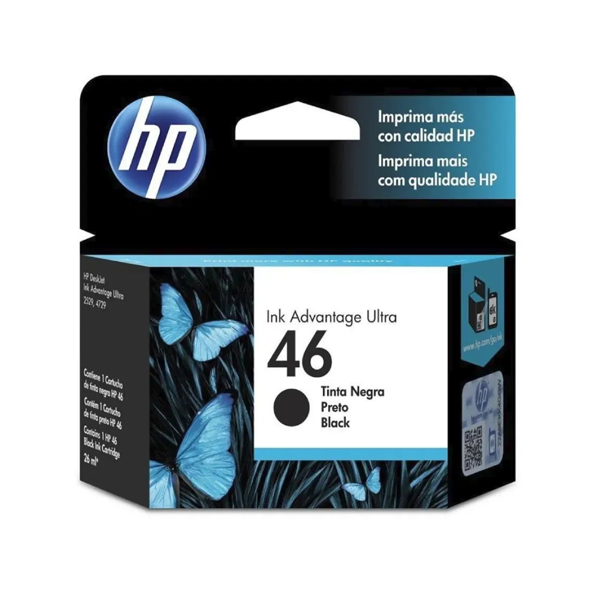 HP - Cartucho de tinta HP 46 negra Original (CZ637AL).