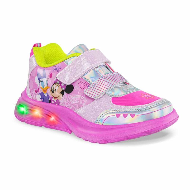DISNEY - Tenis Luces Minnie Pals Rosa-Plata para Niña Disney