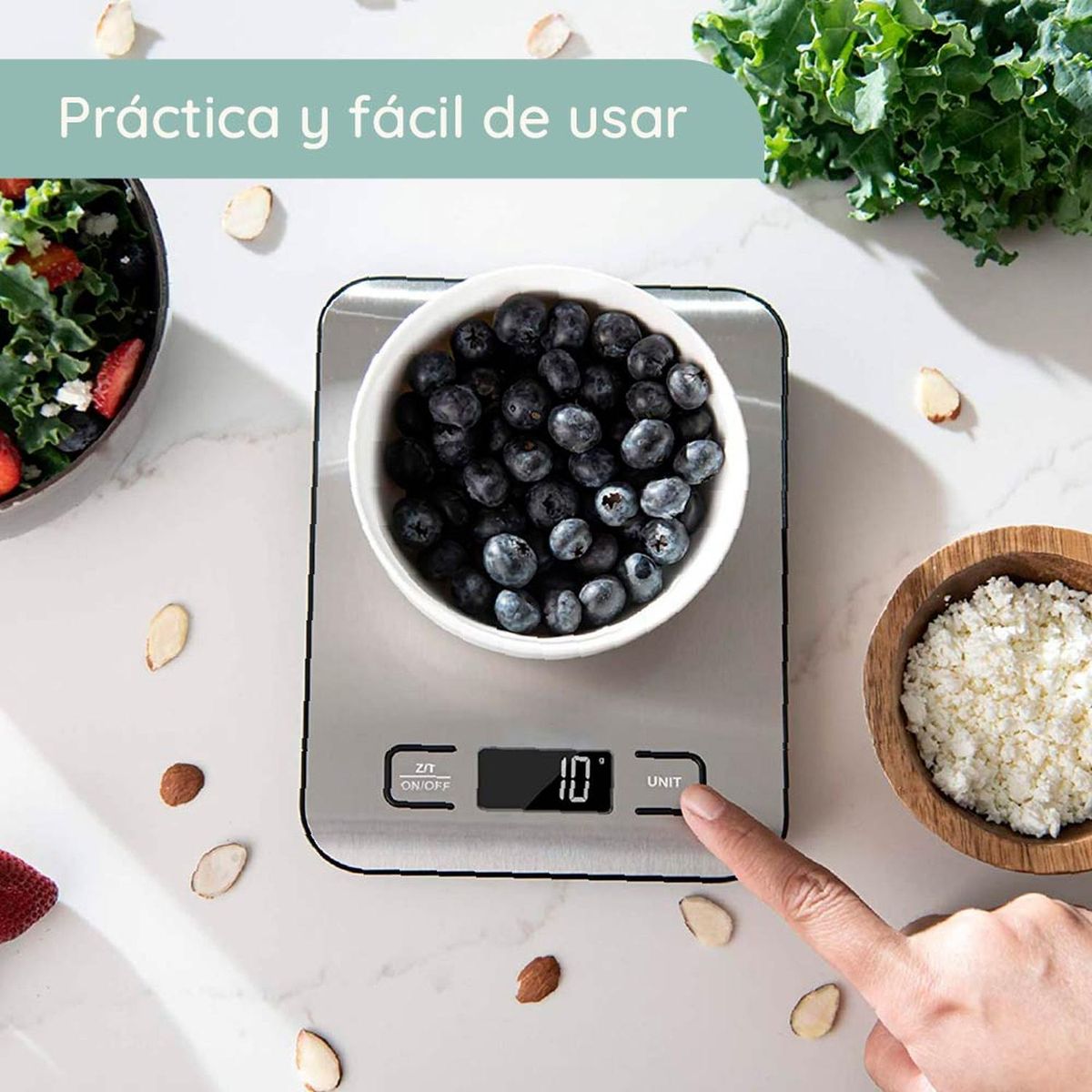 CASATUA - Balanza Gramera Bascula Digital Pesa Cocina Acero Inox 5 Kgs