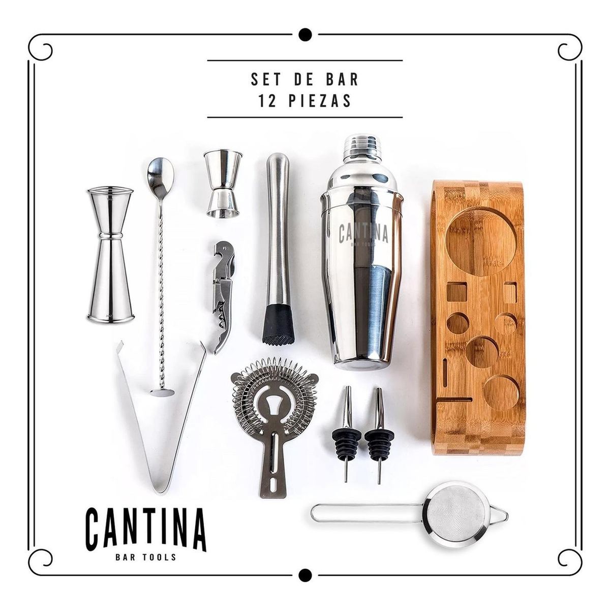 CASATUA - Bartender Coctelera Set Utensilios Bar Inoxidable 12 Piezas