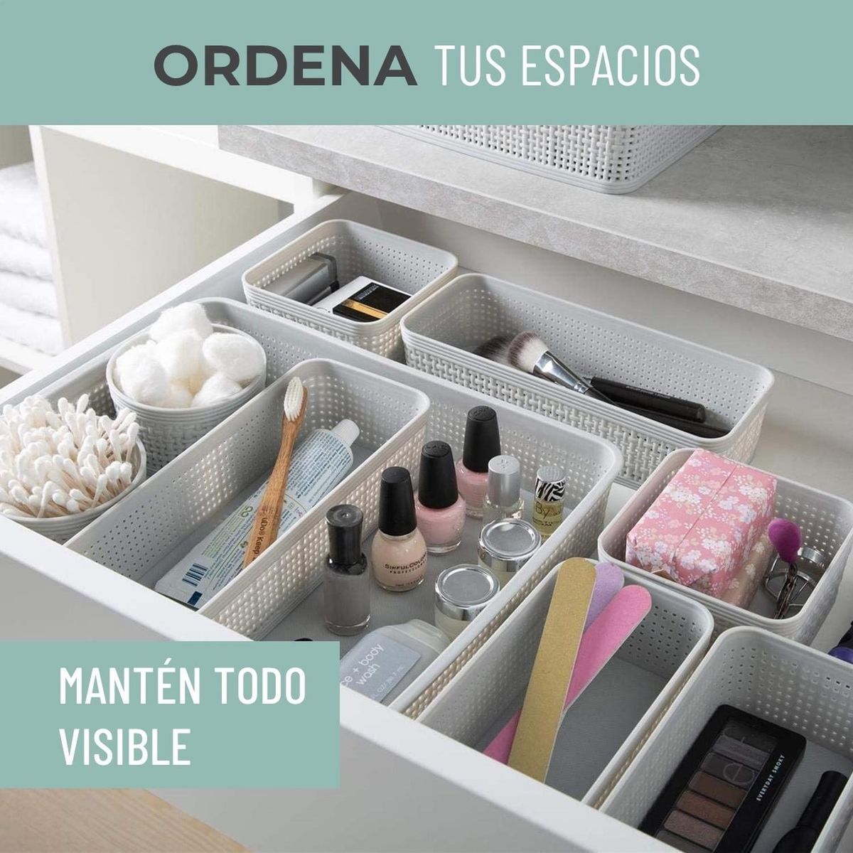 CASATUA - Canastas Cestas Organizadoras Set 9 Cocina Baño Multiuso-