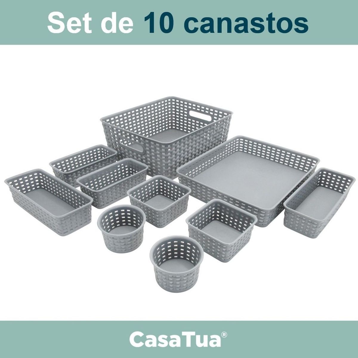 CASATUA - Canastas Cestas Organizadoras Set De 10 Cocina Baño Multiuso-
