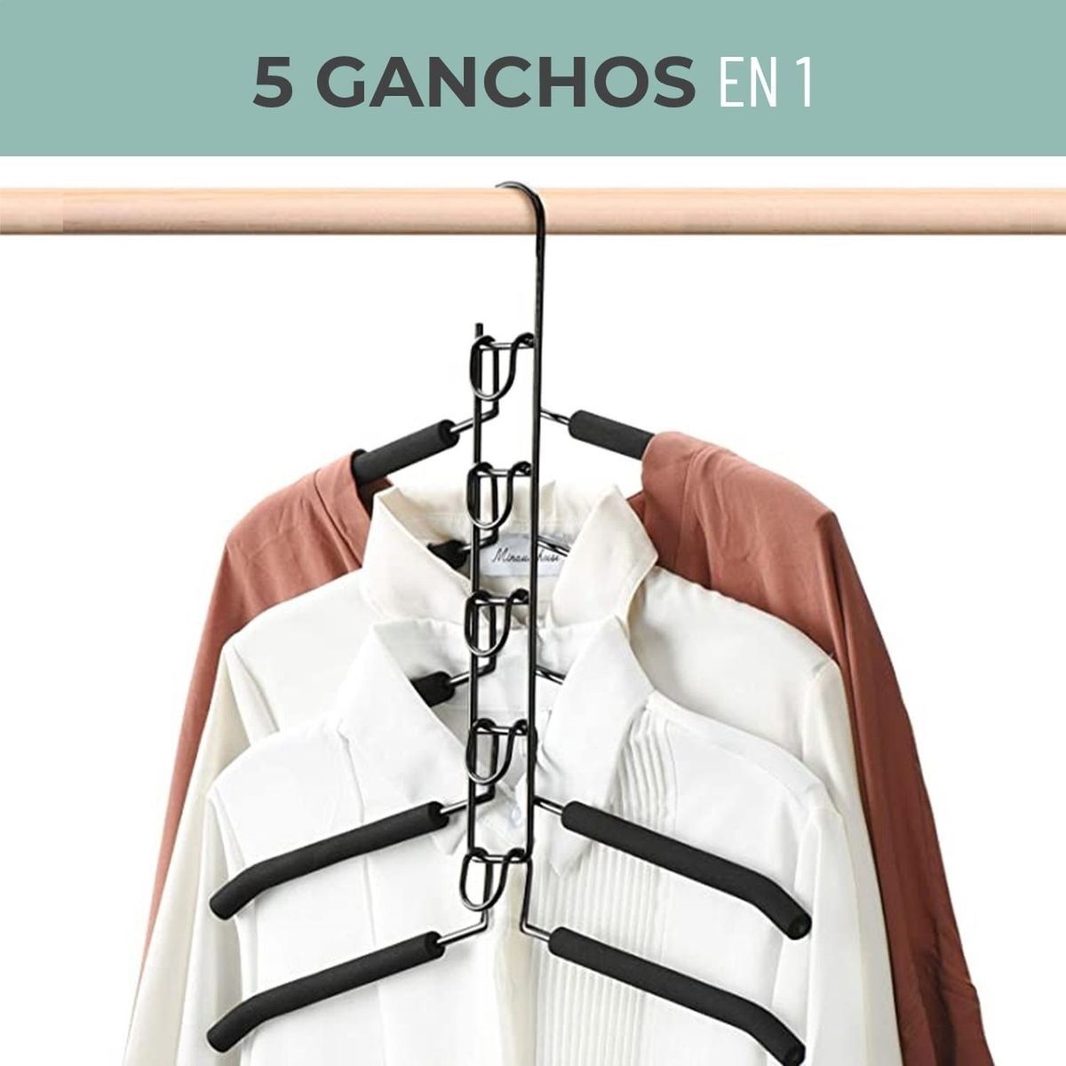 CASATUA - Colgadores Ropa Pack 2 Ganchos 5en1 Antideslizante Casatua-