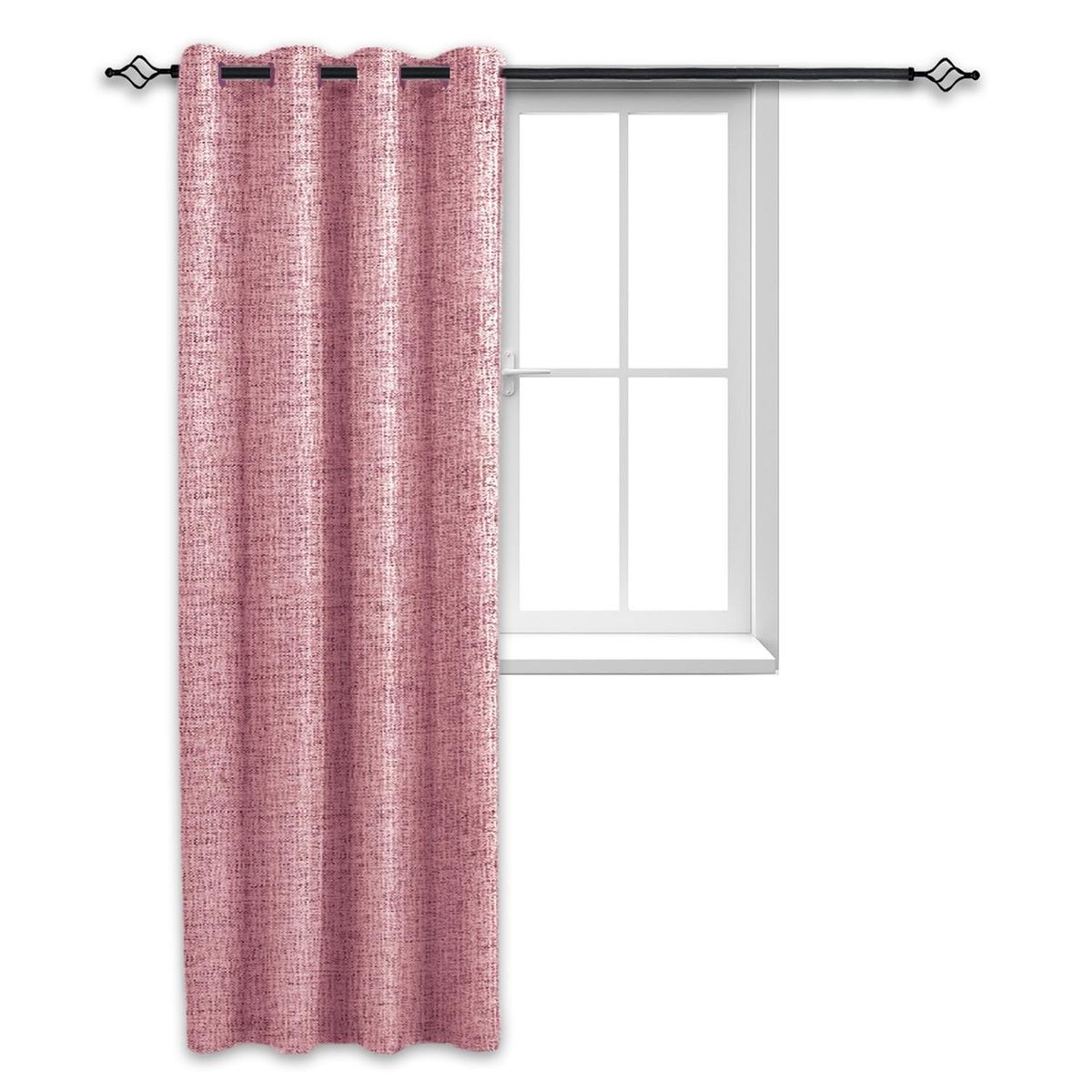 CASATUA - Cortina Blackout 100% Anti Luz, 1 Paño 140x220 Text Lino - Rosa-.-