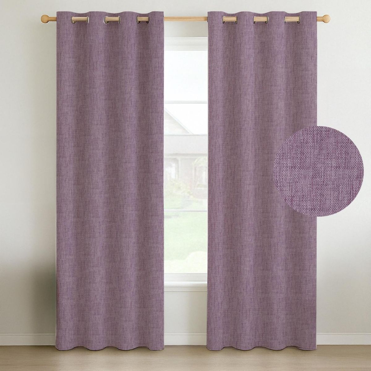 CASATUA - Cortina Blackout 100% Anti Luz, 2 Paños 140x220 TexturaLino - Rosa