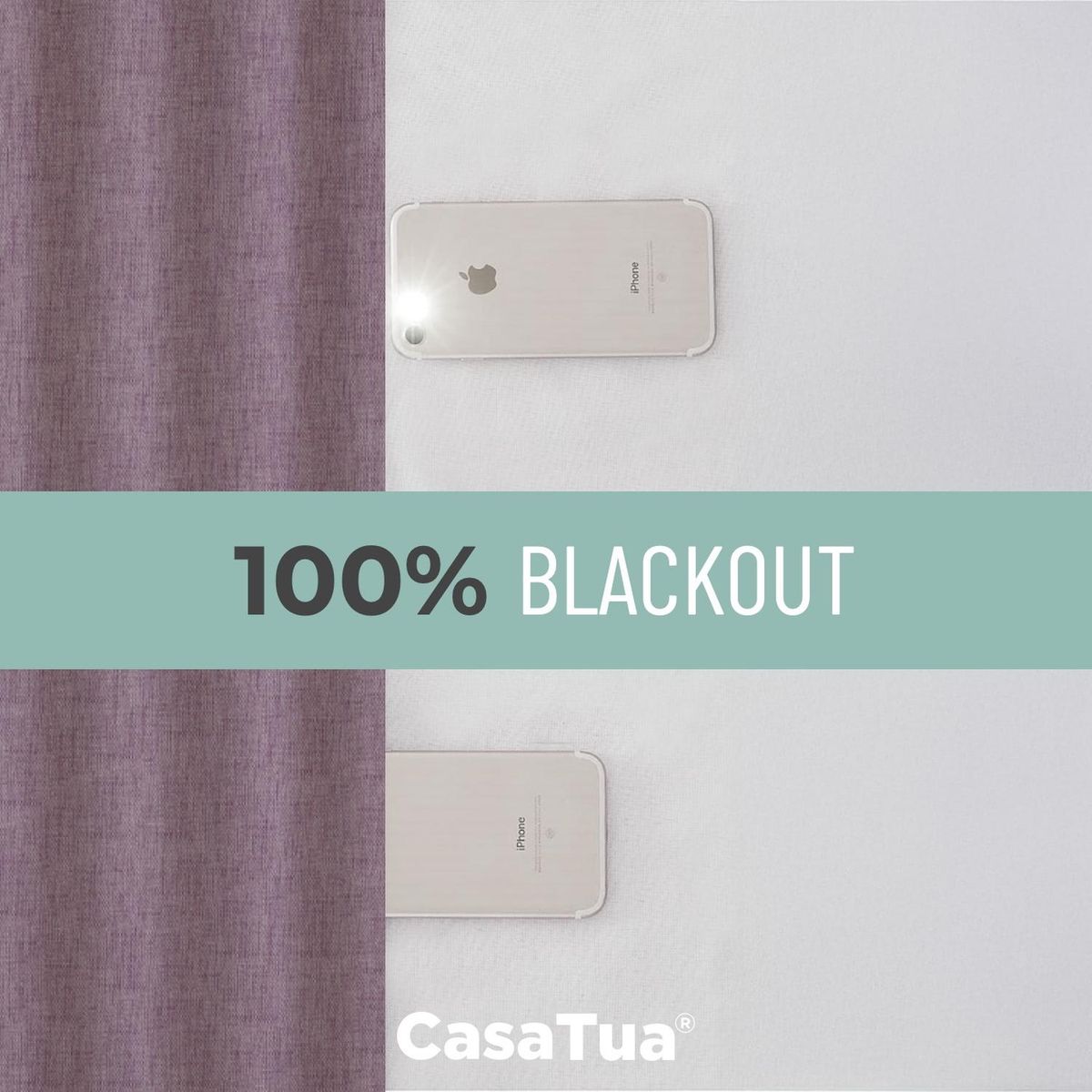 CASATUA - Cortina Blackout 100% Anti Luz, 2 Paños 140x220 TexturaLino - Rosa