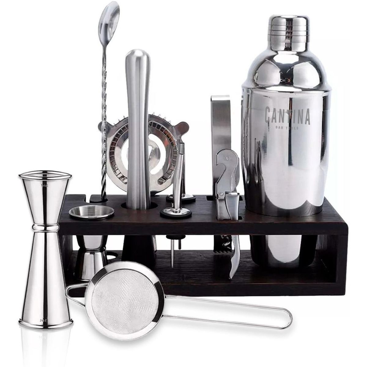 CASATUA - Juego Bartender Coctelera Utensilios Bar Inoxidable 12 Pzs-.-