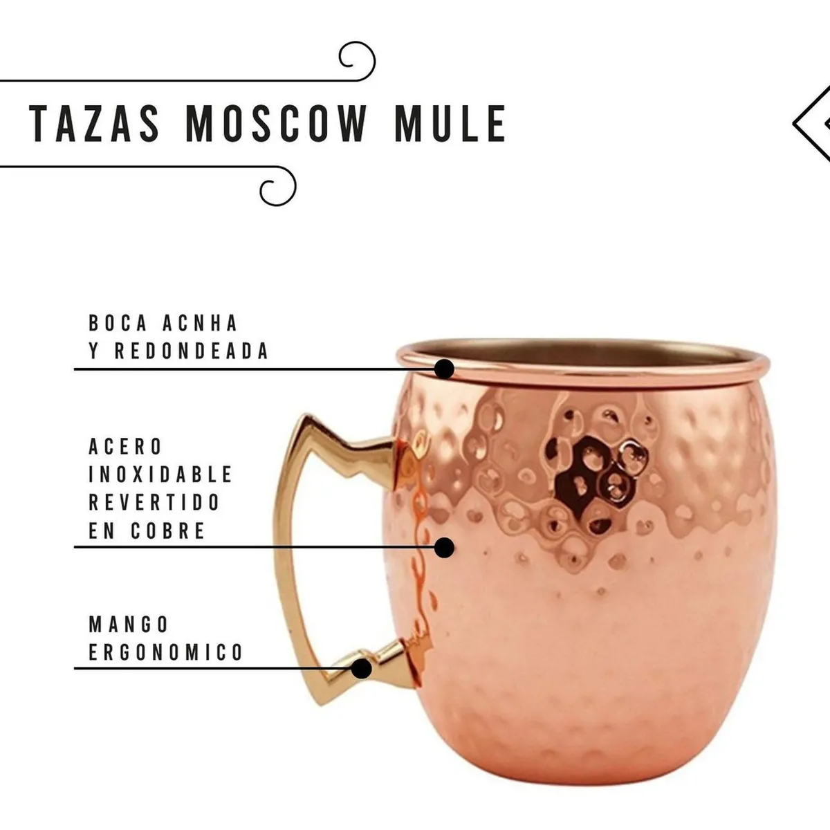 CASATUA - Mug Vasos Cobre Set De 2 Tazas Casatua Moscow Mule Coctel