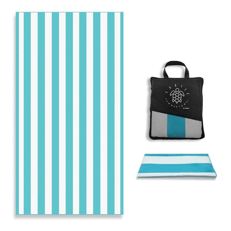 FITNICS - Toalla De Microfibra Secado Rapido Playa Viaje + Estuche - Celeste