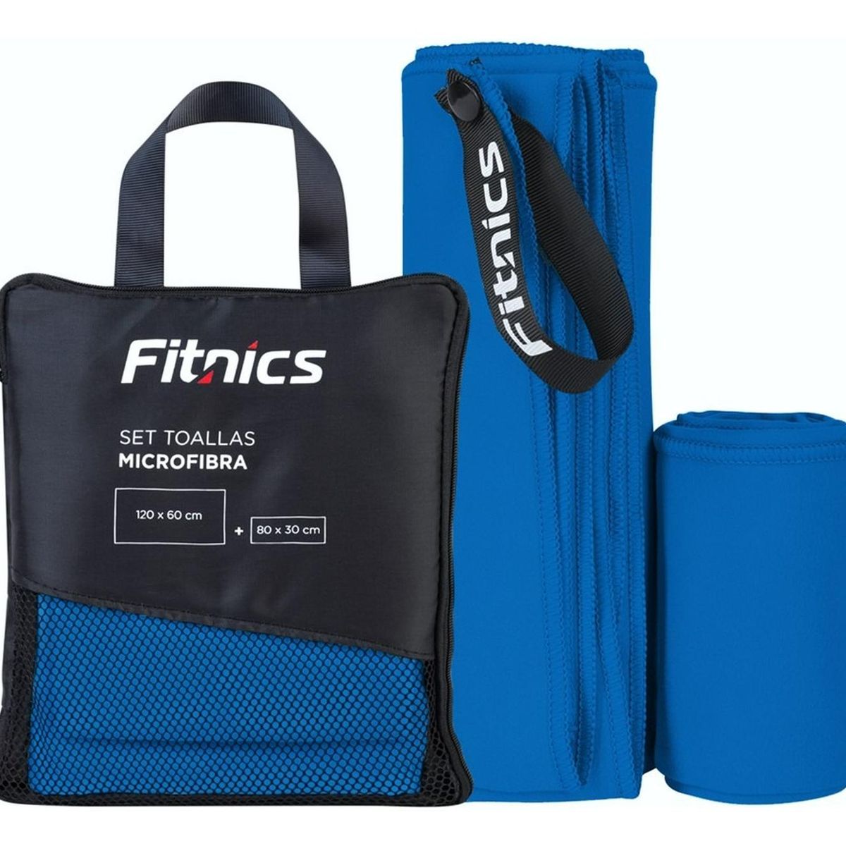 FITNICS - Toalla Microfibra Fitnics Set De 2 (120x60 +80x30) + Estuche - Azul