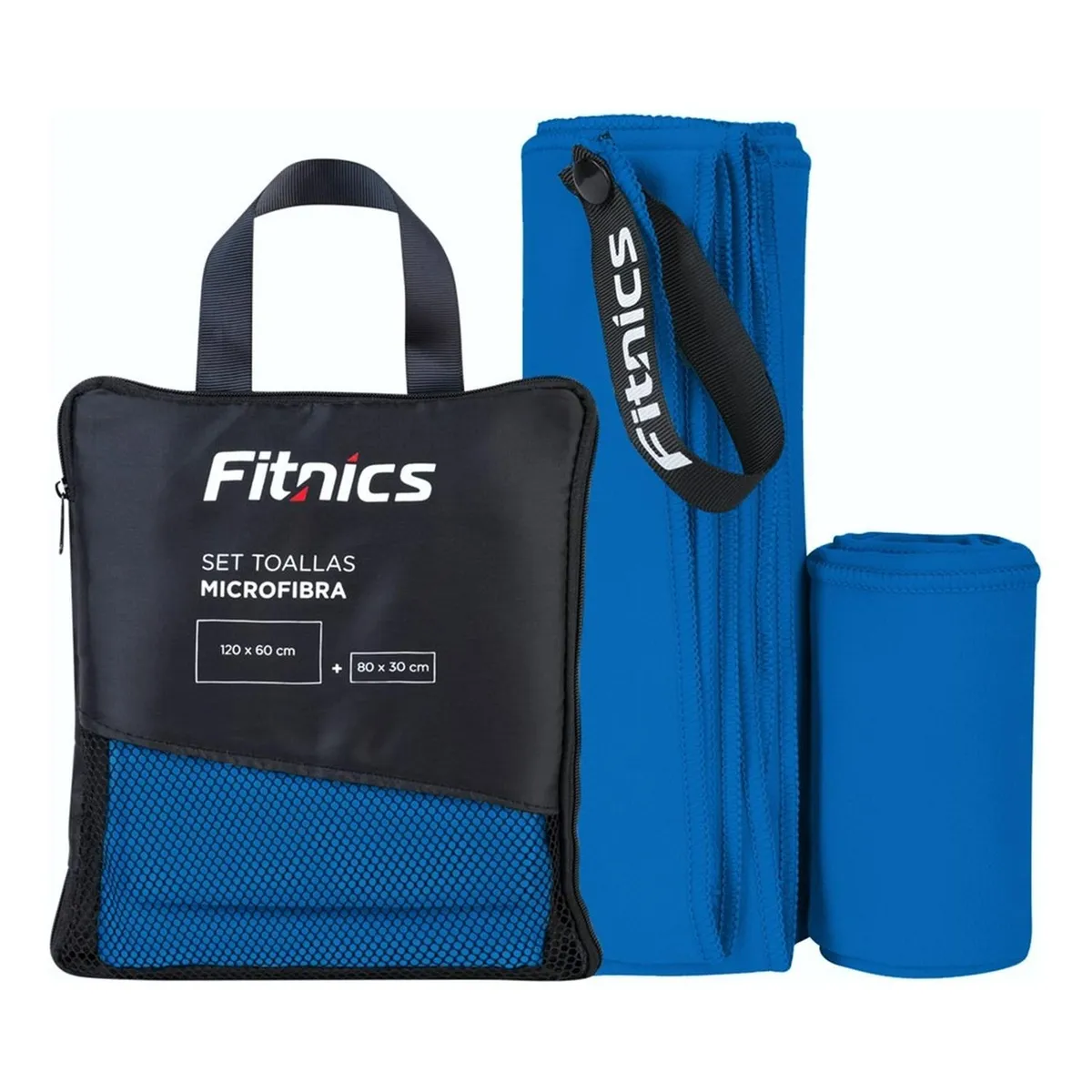FITNICS - Toalla Microfibra Fitnics Set De 2 (120x60 +80x30) + Estuche - Azul