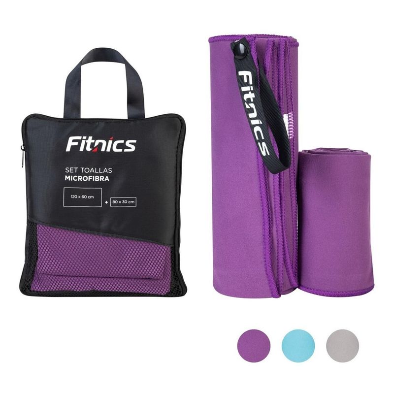 FITNICS - Toalla Microfibra Fitnics Set De 2 (120x60 +80x30) + Estuche - Lila