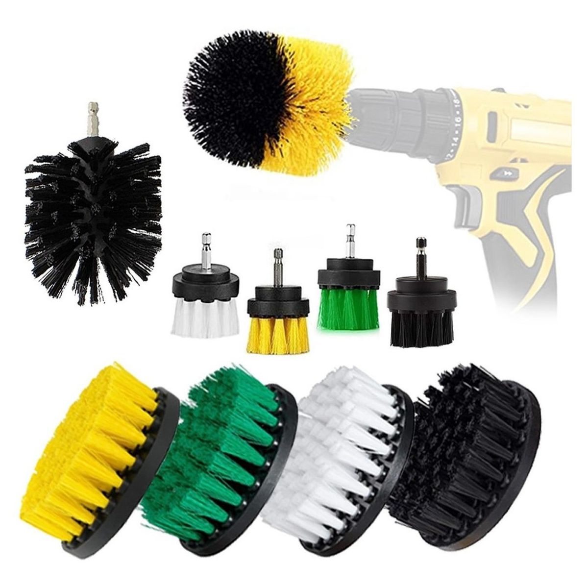 REMUVER - Cepillos Para Taladro Set 10 Pzs Limpieza Carro Hogar Tapiz-