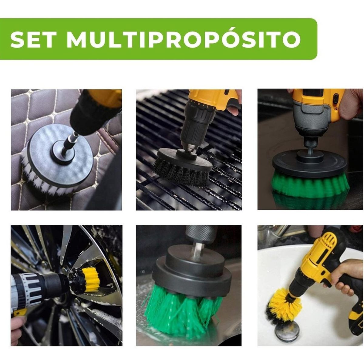 REMUVER - Cepillos Para Taladro Set 10 Pzs Limpieza Carro Hogar Tapiz-