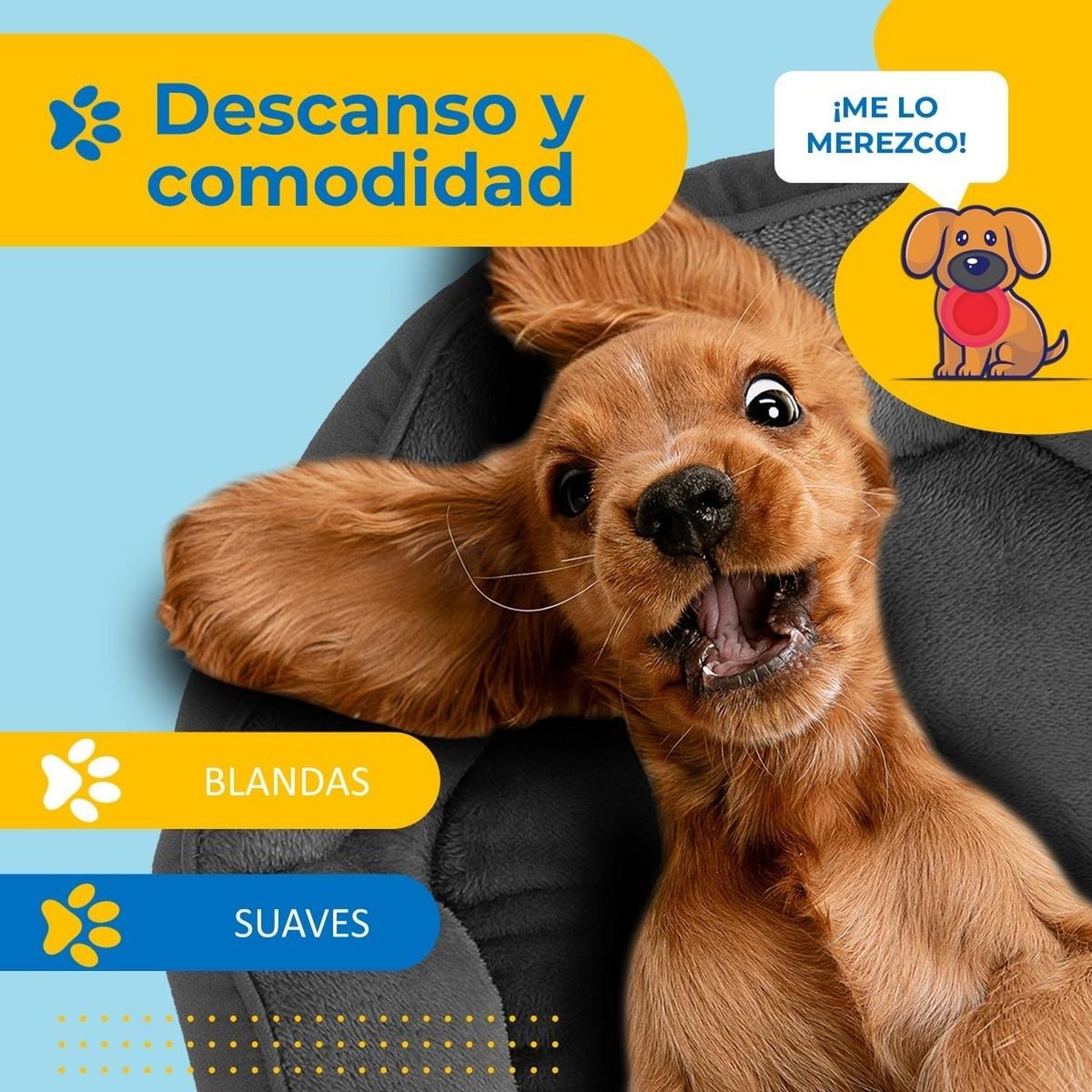 PETPAL - Cama Perro Gato Mascota Petpal Ultrasuave Blanda Antiestres-