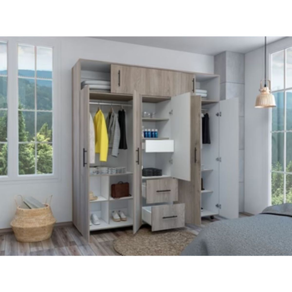 RTA DESIGN - Closet Alana Humo y Blanco con Gran Capacidad de Almacenamiento