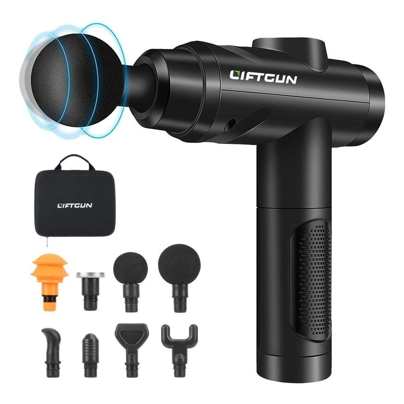 LIFTGUN - Masajeador Pistola Liftgun Pro 30 Niveles +lcd +8 Cabezales - Negro-