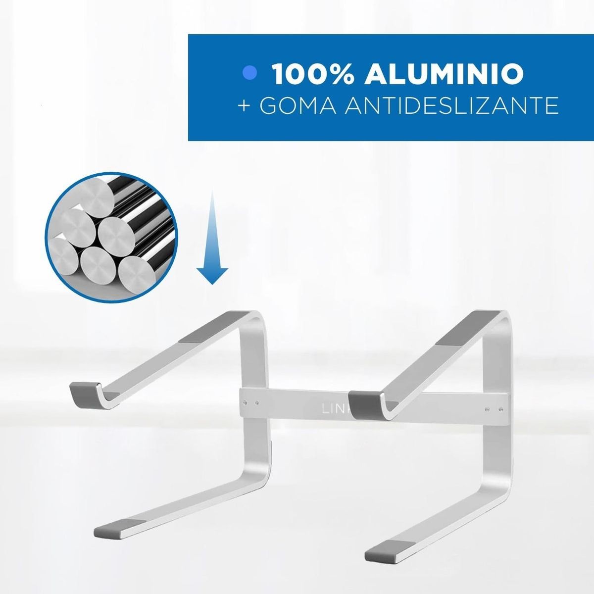 LINKON - Soporte Base Aluminio Linkon Para Notebook  Compatible Mac - Plateado